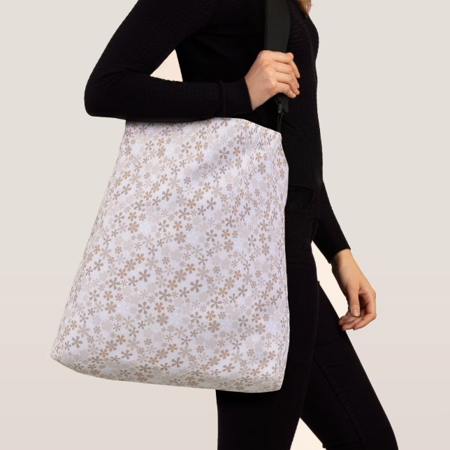Daisy Flowers Beige Floral Aesthetic Ditsy Tan Tragetaschen Mit Langen Trägern (Von Nahem)