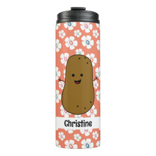 Daisy Flowers Lachsrosa Braune Kartoffel Custom  Thermosbecher