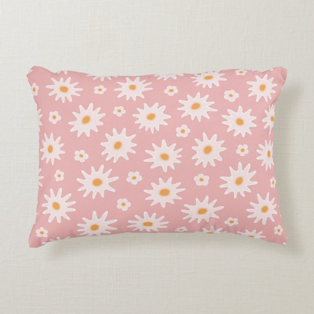 Daisy flowers seamless pattern. Floral backgrounda Dekokissen (Vorderseite)
