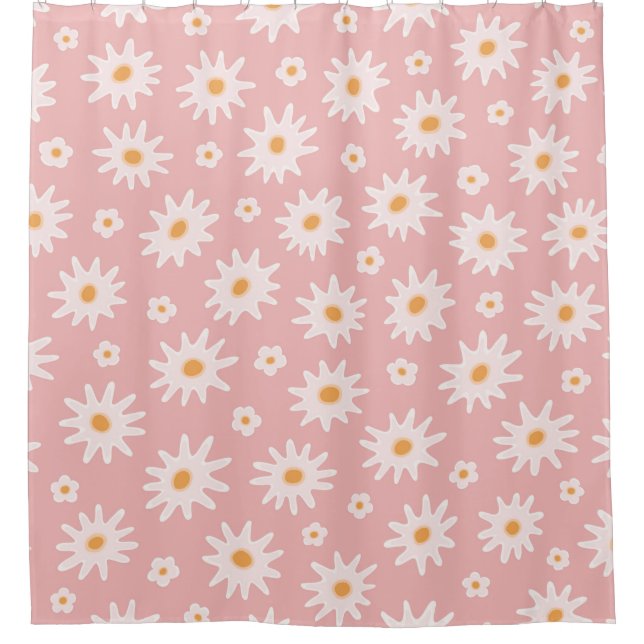 Daisy flowers seamless pattern. Floral backgrounda Duschvorhang (Vorderseite)