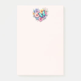 Daisy Flowers with a Beautiful Butterfly Post-it Klebezettel