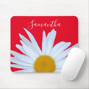 Daisy Foto Red Elegant White Script Mousepad