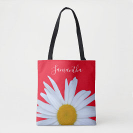 Daisy Foto Red Elegante White Script Tote Bag Tasche