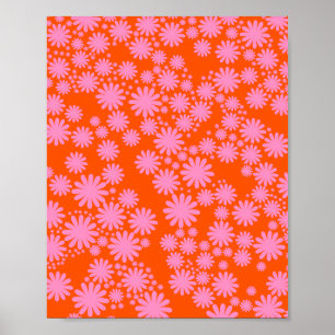 Daisy Garden 07 Rosa und Orange Poster