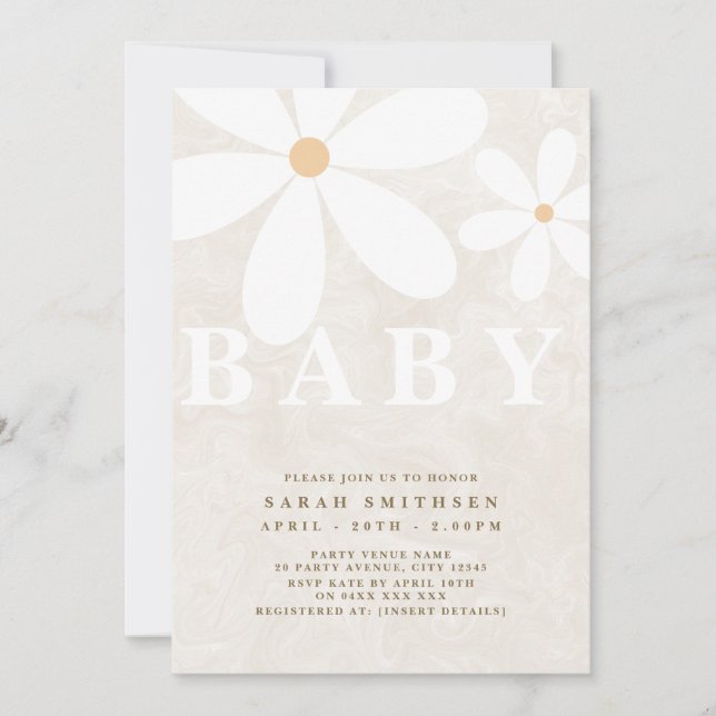 Daisy Garden Baby Gender Neutral Template Einladung (Vorderseite)
