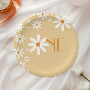Daisy Girl 1. Geburtstag Blume Themenpapier Teller