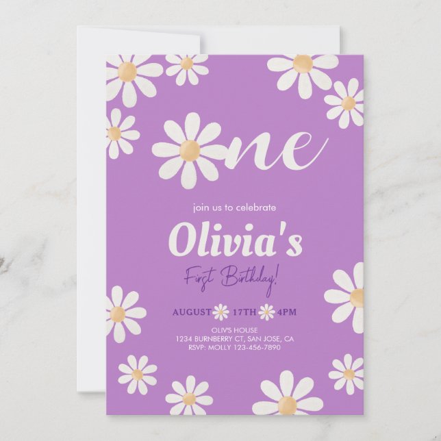 Daisy Girl Geburtstag Einladung (Vorderseite)