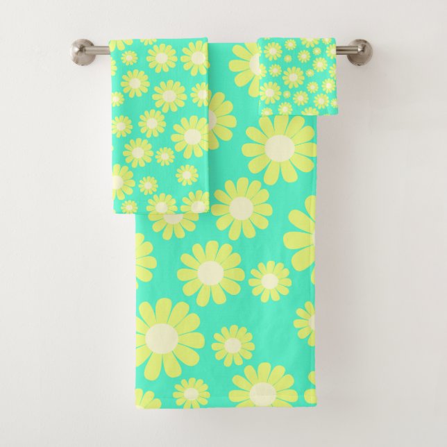 Daisy Green Aqua Badhandtuch Set (Insitu)