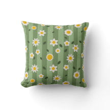 Daisy Green - Blume- und Streifen-Kissen