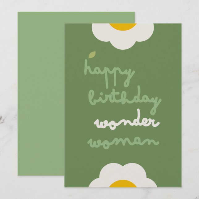 DAISY GREEN - Carte d'invitation florale d'anniver (Devant / Derrière)