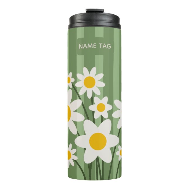 Daisy Green Floral Thermal Tumbler Thermosbecher (Vorderseite)