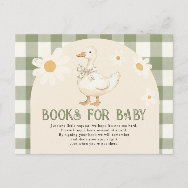 Daisy Green Goose Baby Shower Books Postkarte (Vorderseite)
