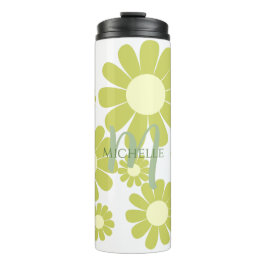 Daisy Green Monogram Thermosbecher