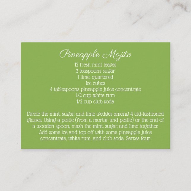 Daisy Green Wedding Signature Drink Rezept Begleitkarte (Vorderseite)