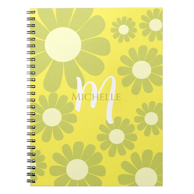 Daisy Green Yellow Monogram Notizblock (Vorderseite)