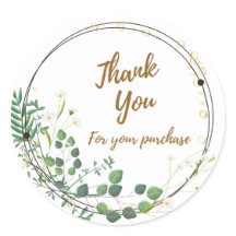 Daisy Greenery 'Danke' Rund Sticker
