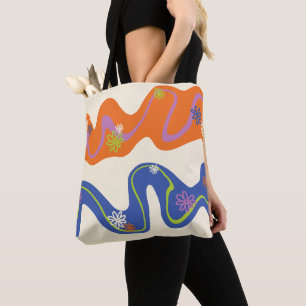 Daisy Groove Blau, Orange, Lila, Grün und Creme Tasche