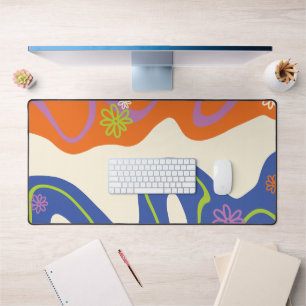 Daisy Groove Blue, Orange, Lila, Green, & Cream Schreibtischunterlage