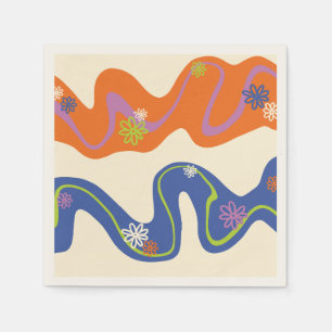 Daisy Groove Blue, Orange, Lila, Green, & Cream Serviette