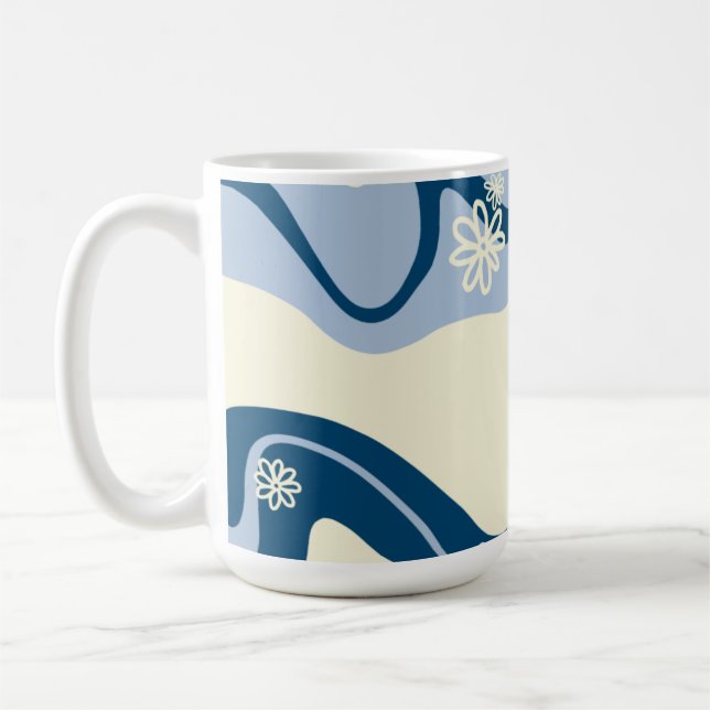 Daisy Groove - Dark Blue, Light Blue und Cream Kaffeetasse (Links)