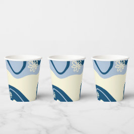 Daisy Groove - Dark Blue, Light Blue und Cream Pappbecher