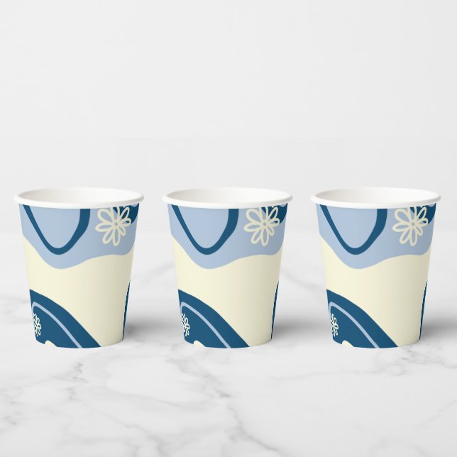 Daisy Groove - Dark Blue, Light Blue und Cream Pappbecher (Multi)