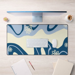 Daisy Groove - Dark Blue, Light Blue und Cream Schreibtischunterlage