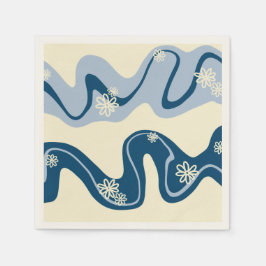 Daisy Groove - Dark Blue, Light Blue und Cream Serviette