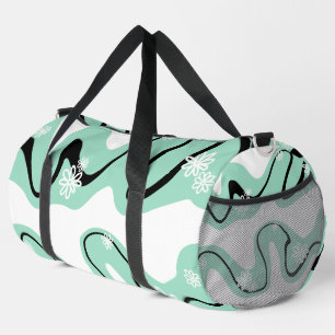 Daisy Groove in Mint Green, Black und White Duffle Bag