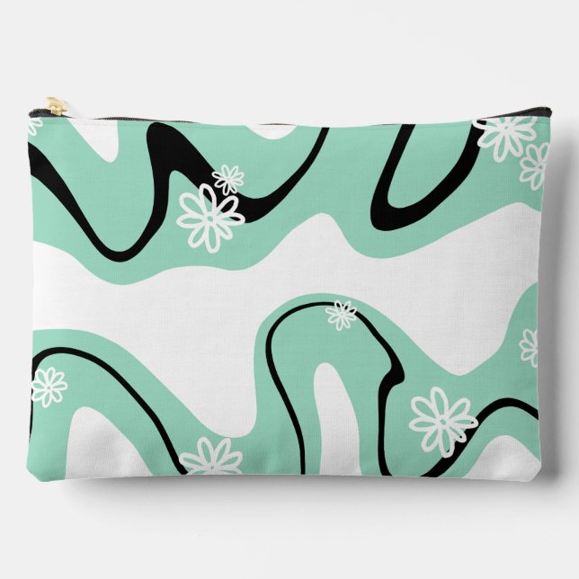 Daisy Groove in Mint Green, Black und White Zubehörtasche (Vorderseite)