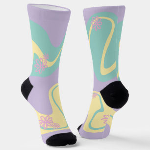 Daisy Groove Pastellfarben, gelb, Lila & grün Socken