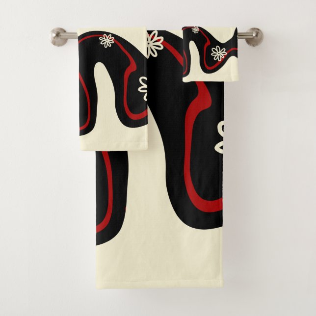 Daisy Groove - Red & Cream Badhandtuch Set (Insitu)