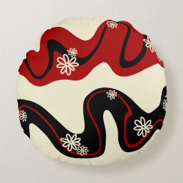 Daisy Groove - Red & Cream Rundes Kissen