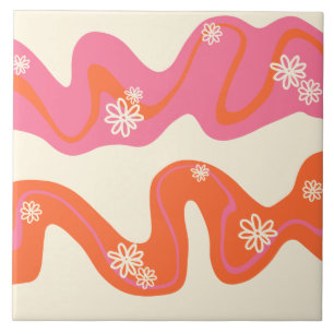 Daisy Groove - Rosa, Orange und Creme Fliese