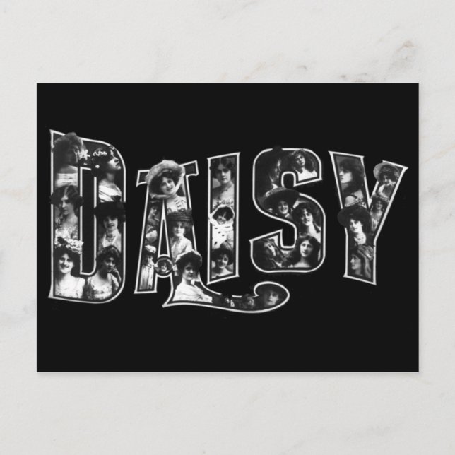 Daisy große Briefe mit Gesichtern von Frauen Postkarte (Vorderseite)