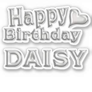 Daisy Happy Birthday silver Aufkleber Sticker