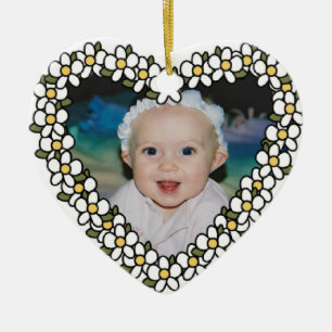 Daisy Heart Add Foto Custom Keepake Ornament