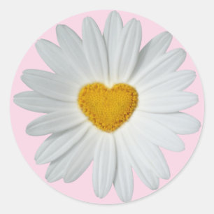 Daisy Heart Runder Aufkleber