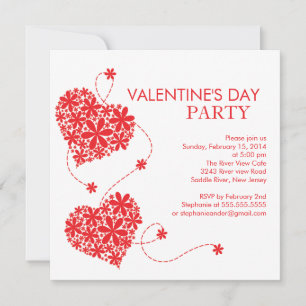 Daisy Hearts Valentines's Day Party Invitations