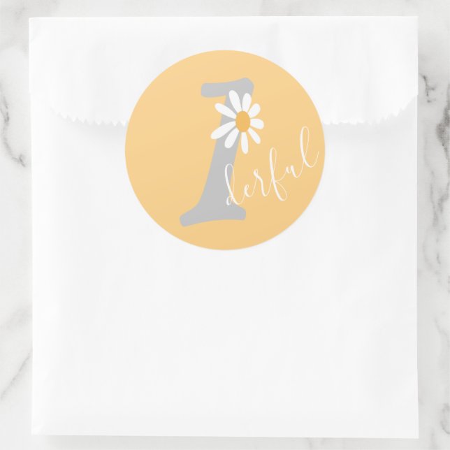 Daisy Hippie Baby First Birthday Wunderbar Runder Aufkleber (Tasche)