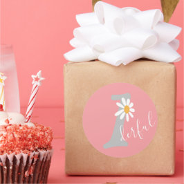 Daisy Hippie Baby Wunderbar Erster Geburtstag Runder Aufkleber