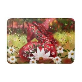 Daisy Horse Abstrakt Art Red White Green Badematte