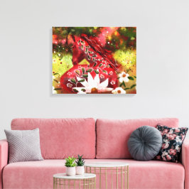 Daisy Horse Abstrakt Art Red White Green Leinwanddruck