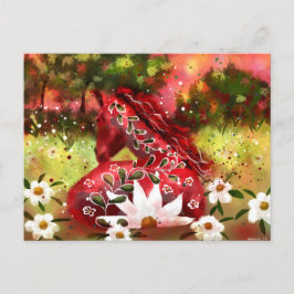 Daisy Horse Abstrakt Art Red White Green Postkarte
