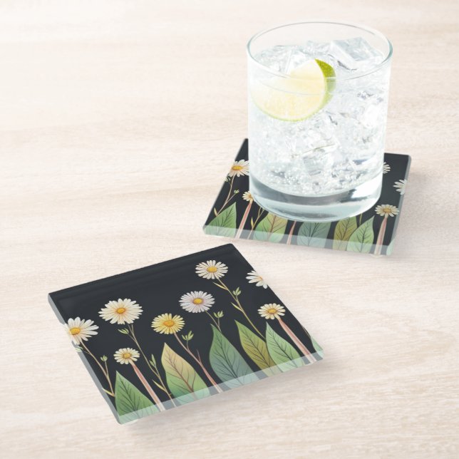 Daisy ist in der Nacht Glasuntersetzer (Schrägansicht)