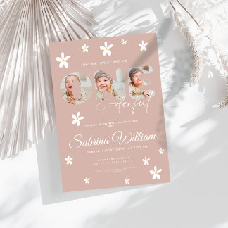 Daisy ist nicht Sie einfühlsam 1. Geburtstag 3 Fot Einladung