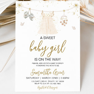 Daisy It's a Girl Babykleidung Babyparty Einladung