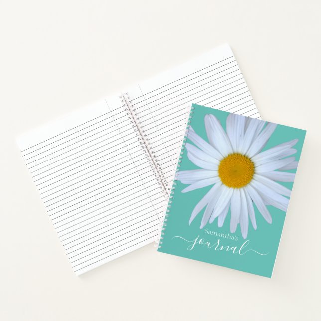 Daisy Journal Green White Script Spiral Notebook Notizbuch (Innenseite)