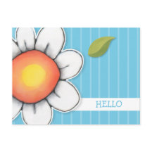 Daisy Joy blue Hello Postcard