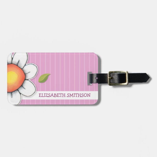 Daisy Joy rosa Gepäckmarke Gepäckanhänger (Vorderseite horizontal)